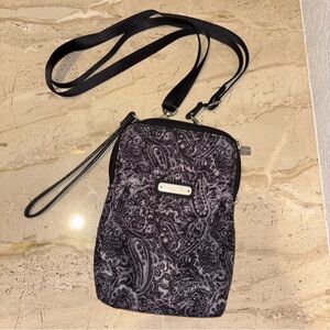 Baggallini Take Two RFID Bryant Crossbody Waist-pack Wristlet Grey Paisley Print